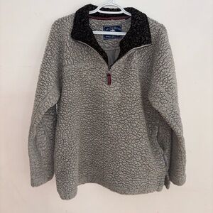 Live Oak Brand Sherpa Fleece Quarter Zip Pullover Size M Gray